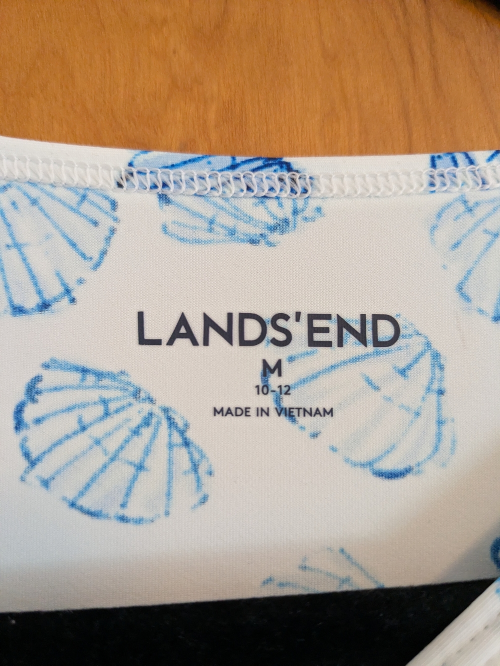 Lands' End White Long Sleeve Rashguard With Shell Pattern - Picture 3 of 6